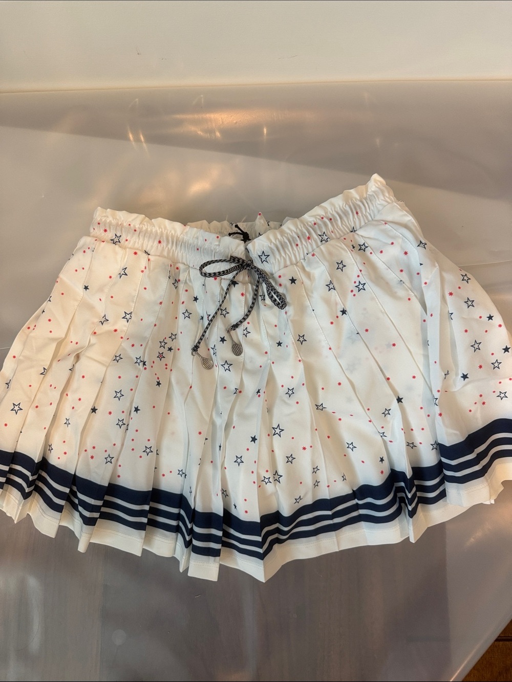 The Upside White Tennis Skirt with Navy, Red and Star Print